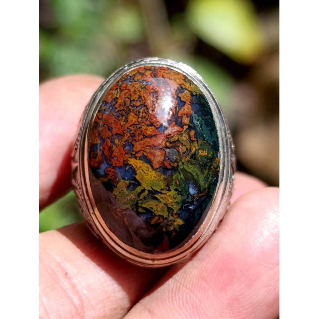 cincin batu akik pancawarna kembang super lain bacan doko phyrus persia