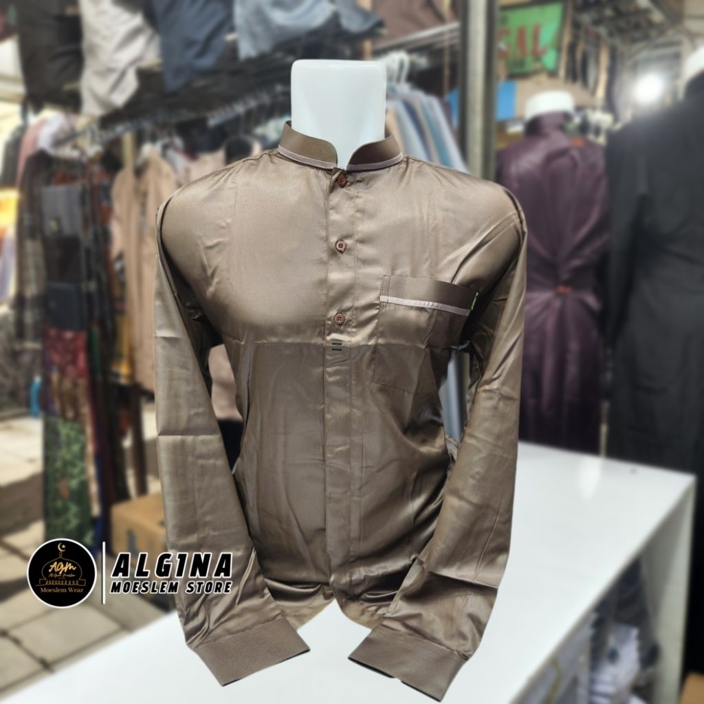 Koko Al Wafa Warna Lengan Panjang Manset Satin Korea | Baju Muslim Lengan Panjang Al Wafa Medium Gol