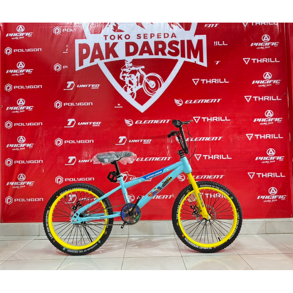 SEPEDA BMX 20 MORTEIN CAKRAM BAN 2.5 KARAKTER SUPERMAN DAN BATMAN JUSTICE LEAGUE