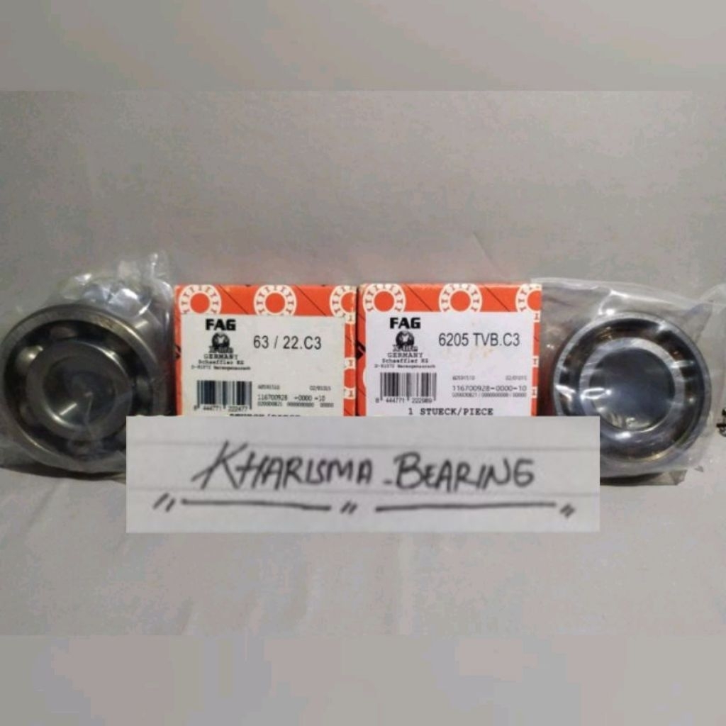 Ball bearing set semi high speed 63/22 C3 FAG + 6205 TVB C3 FAG ( fiber ) Set Kruk As Ninja R RR S S