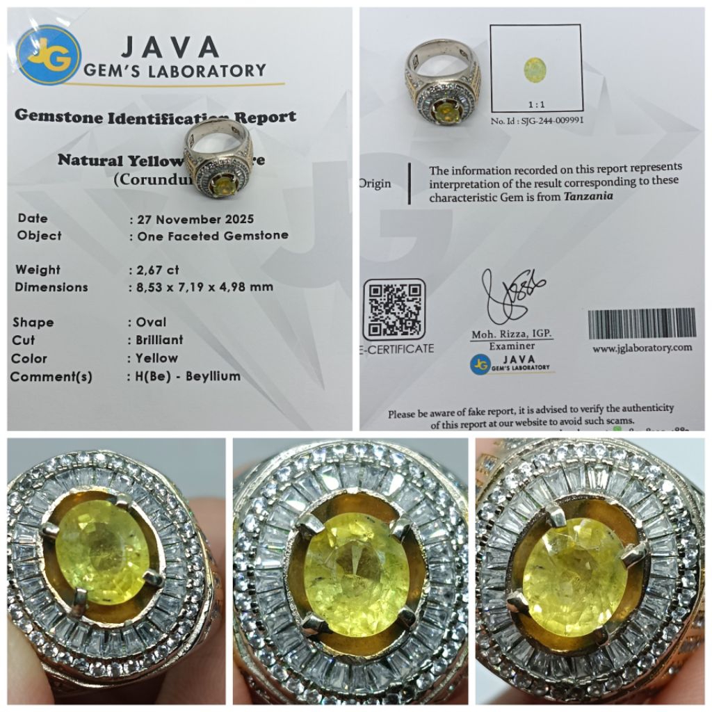 Natural Yellow sapphire oval 2,67ct Top Luster-Kristal memo JGL safir Afrika