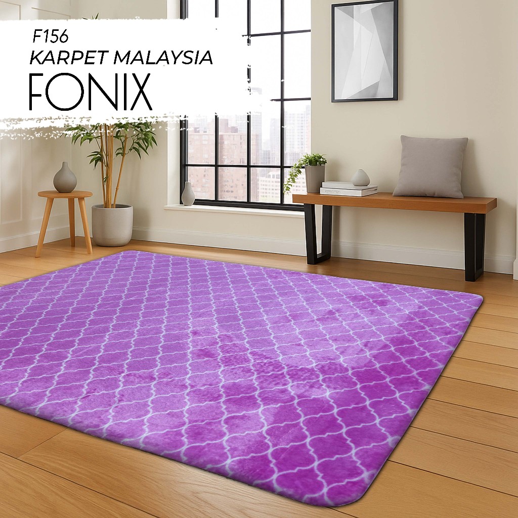 FONIX Karpet Busa Empuk Karpet Malaysia 160x190 cm Motif Minimalis F156 - MAGENTA