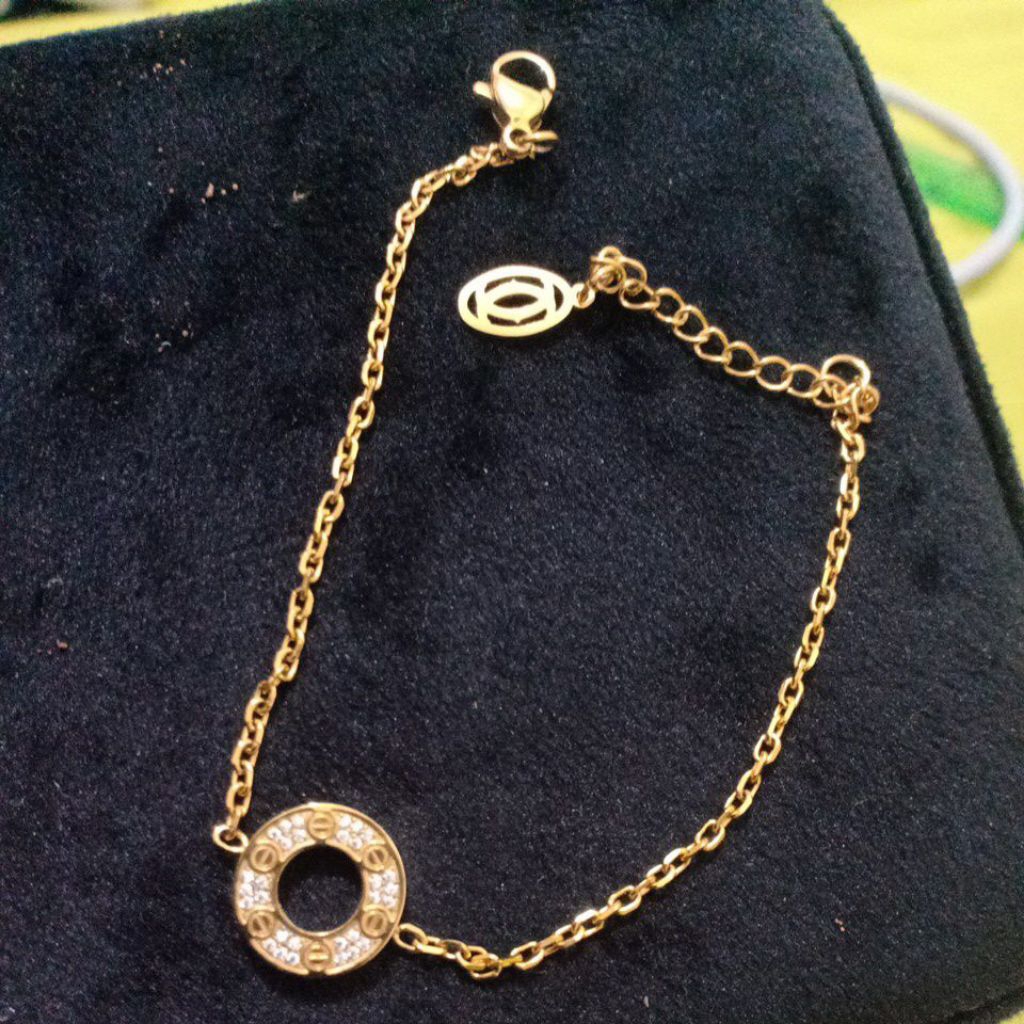 gelang titanium lapis emas 18k