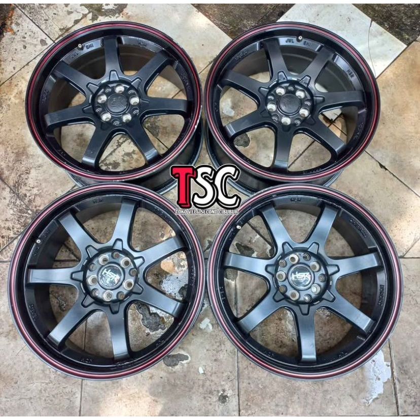 VELG MOBIL SECOND HSR TJH RING 18 Alloy 8 Inch 5x100-114.3 Offset 45 Hitam Merah buat camry accord a