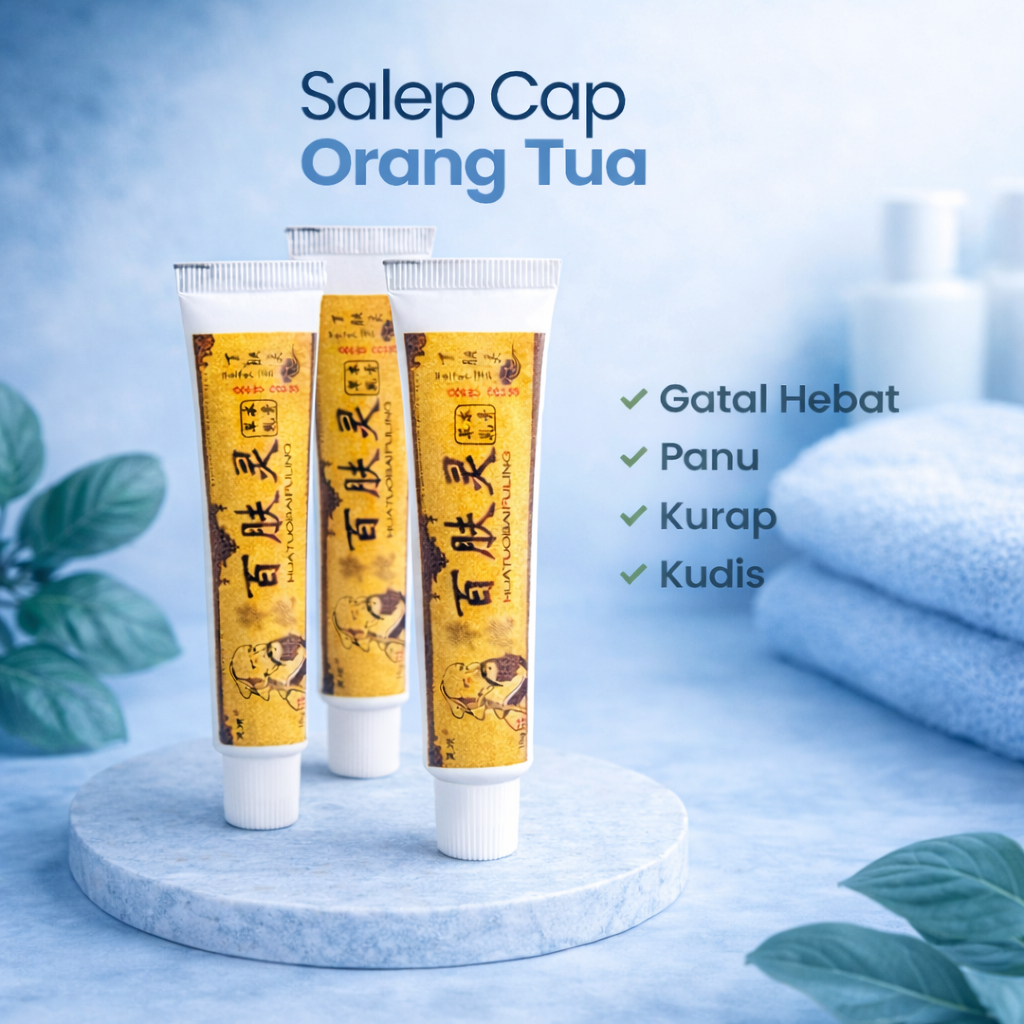PAKET PULIH 3PCS SALEP GATAL CAP ORANG TUA HUATOUBAIFULING CAP ORANG TUA GATAL MENAHUN KURAP KUDIS P
