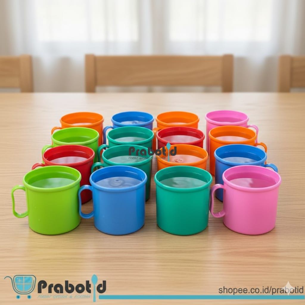 Gelas Kecil | Gelas Lucu | Gelas Plastik | Gelas 1 Lusin | Mug Plastik 200ML Set 6 PCS / 12 PCS - PR