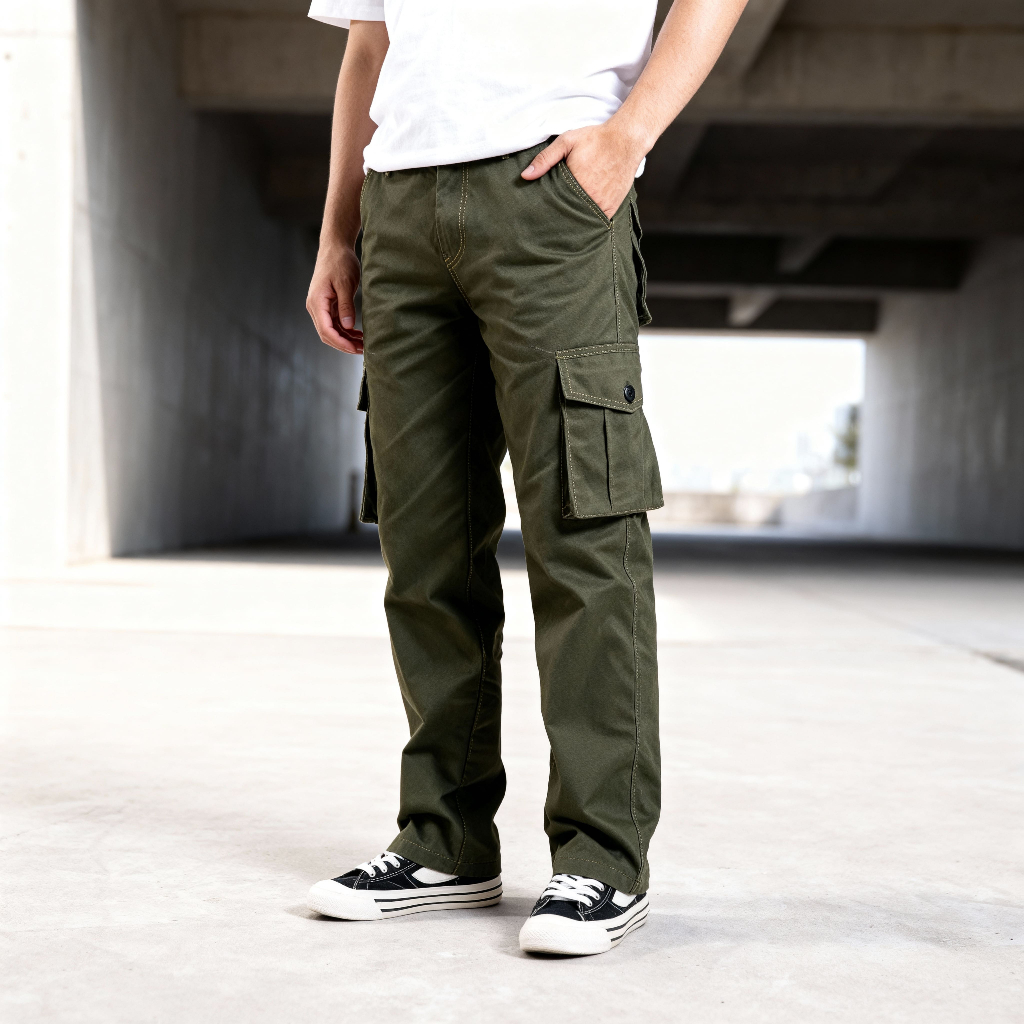Celana Panjang Cargo Tactical Pria Slimfit Kasual Bahan Katun – Celana Panjang Pria Santai Stylish S