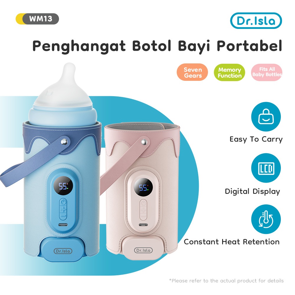 Dr.isla Penghangat Asi Portable 37-55° Fungsi Tampilan LED Bottle Warmer Portable WM13