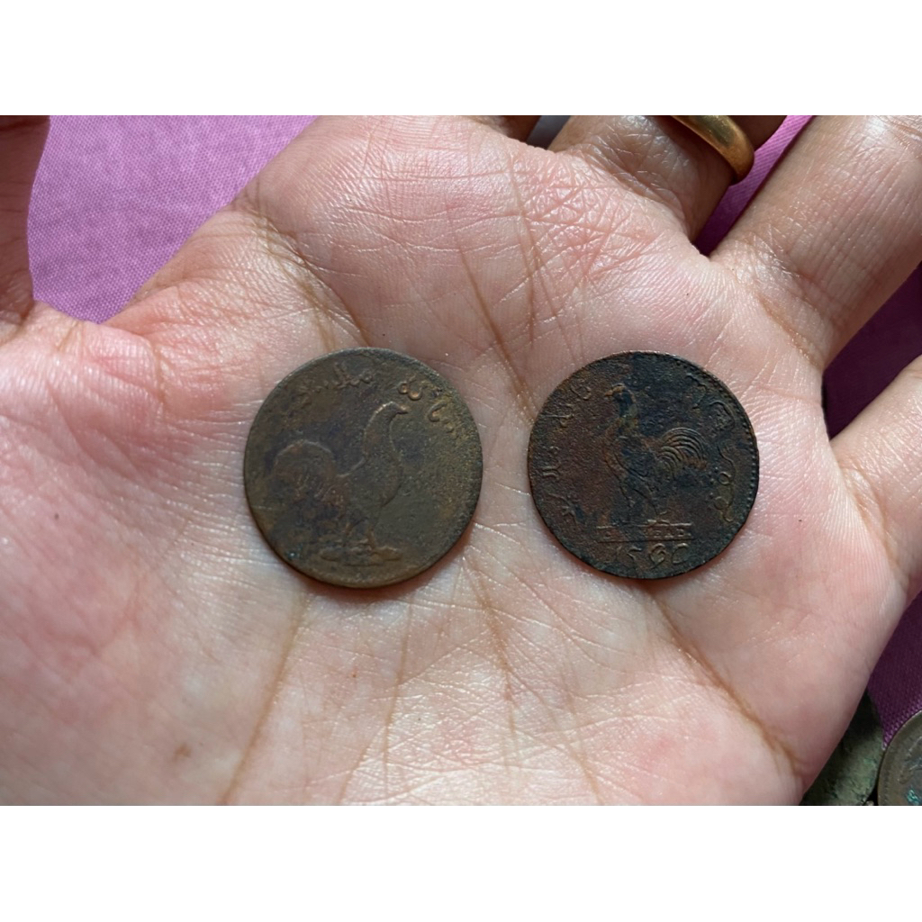 koin ayam uang kuno 2 keping koin tembaga