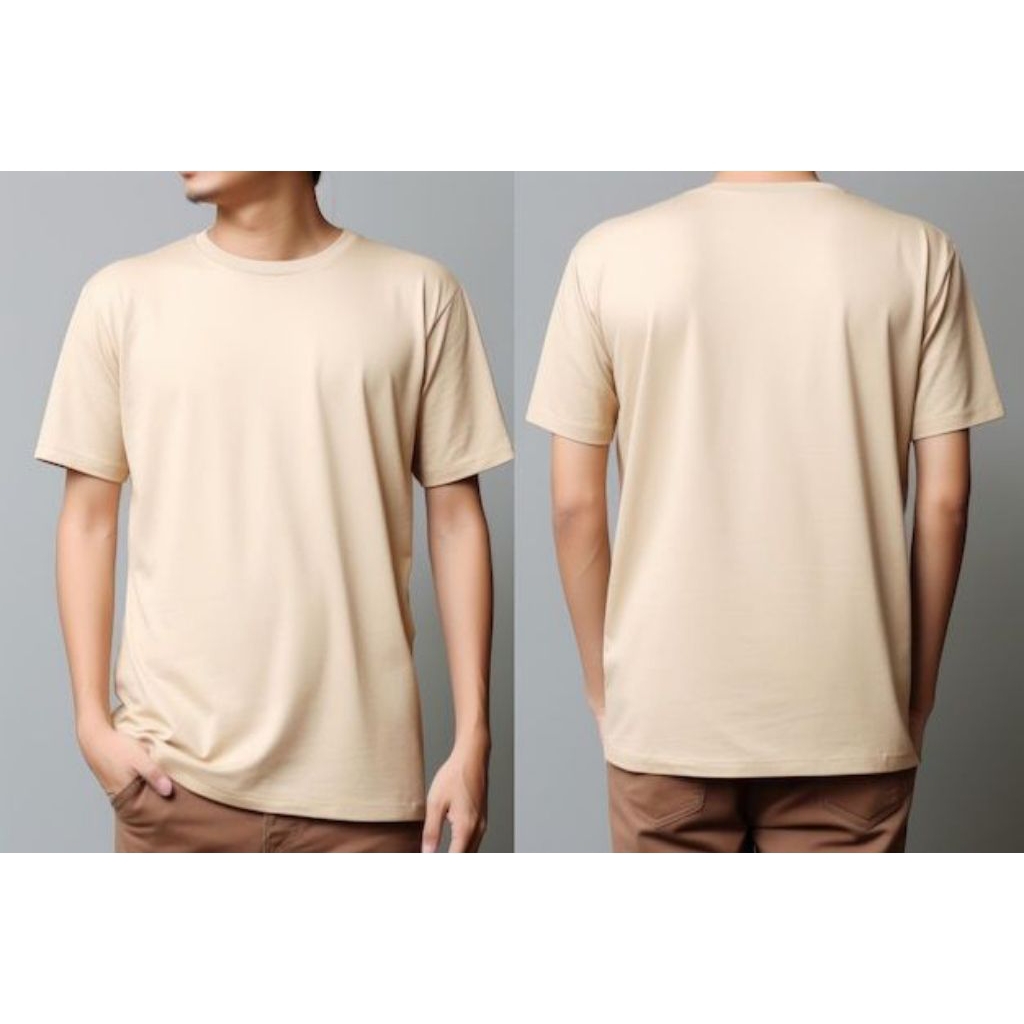 KAOS POLOS PRIA WANITA UNISEX / KAOS PENDEK WARNA CREAM / KAOS PRIA LENGAN PENDEK