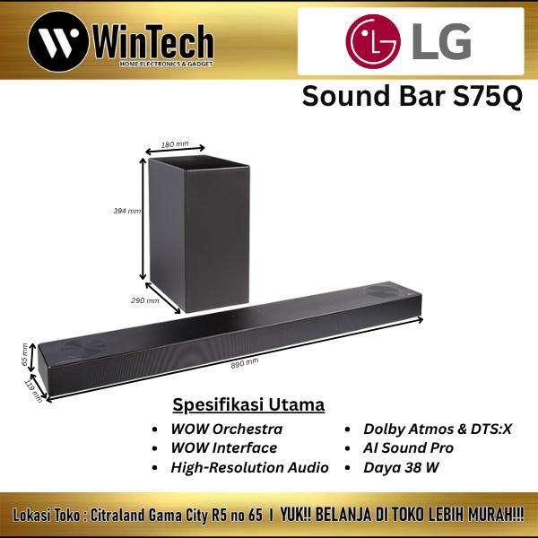 LG SOUNDBAR S75Q - WIRELESS SOUND BAR 3.1.2 CH 380W RMS MERIDIAN DOLBY ATMOS
