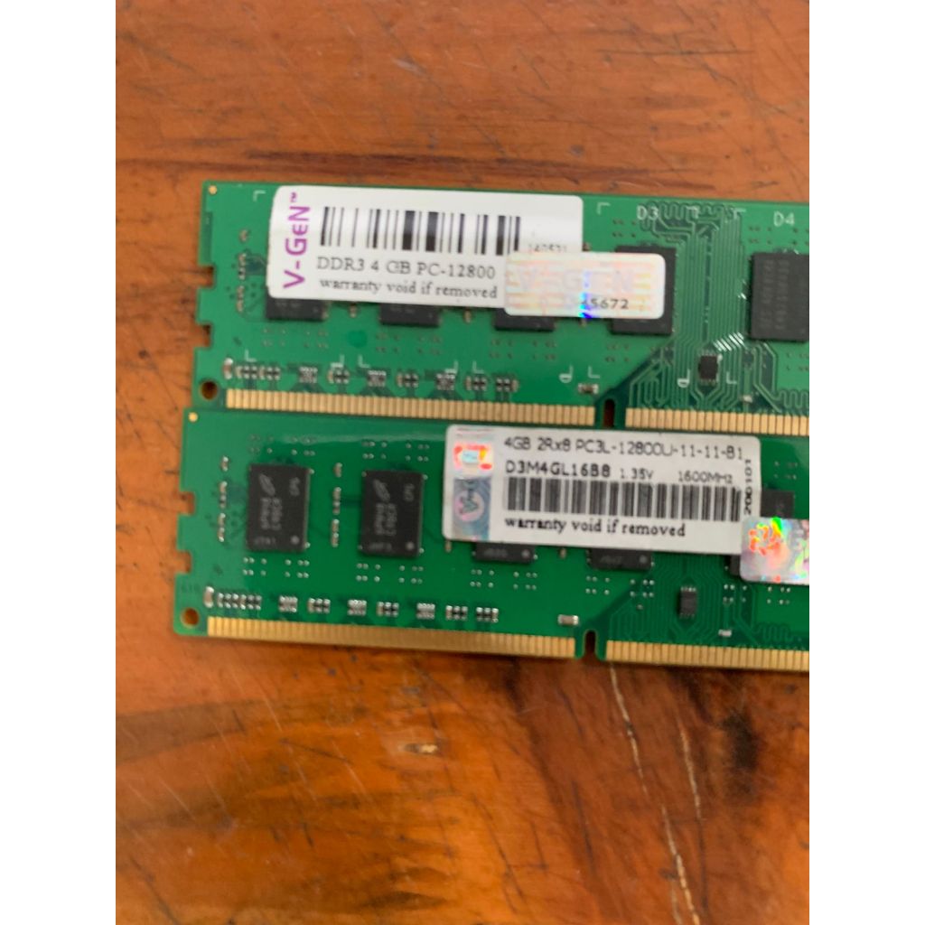 Memory RAM V-Gen 4GB DDR3 PC 12800 2 pcs Memori Bekas Second
