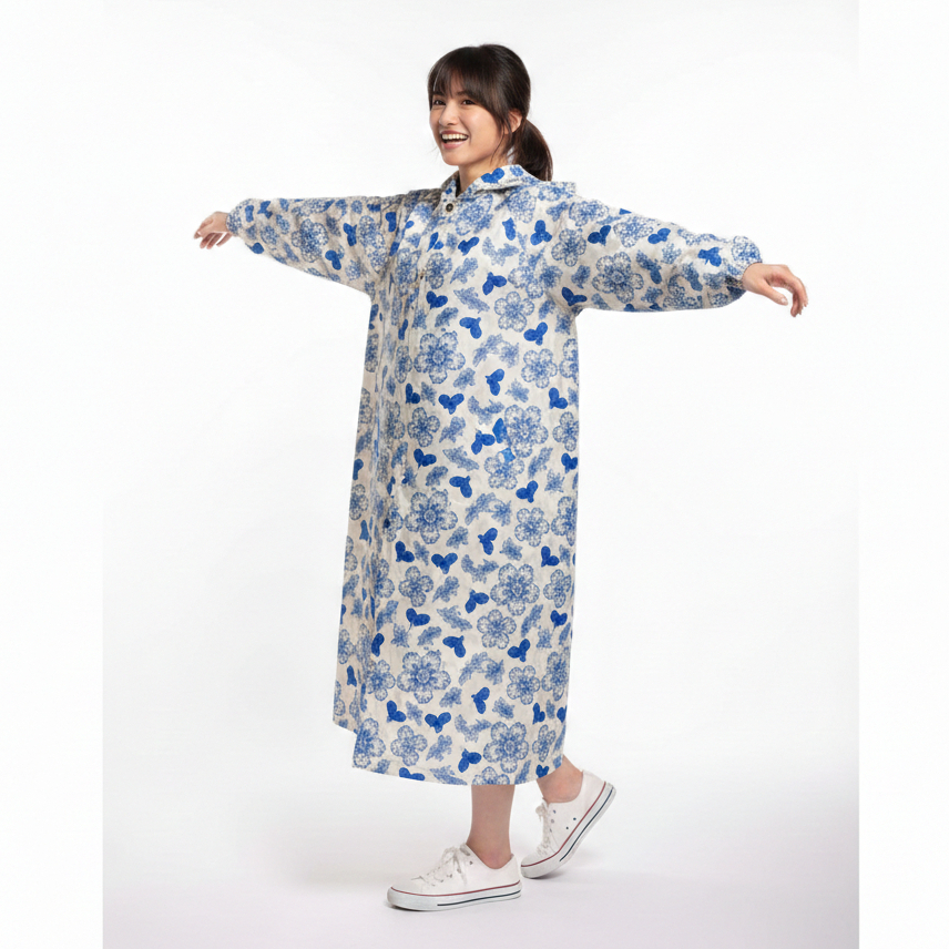 Jas Hujan Ponco  EVA Dewasa Motif Bunga  Raincoat Pria Wanita Anti Air Plastik Tebal Ringan