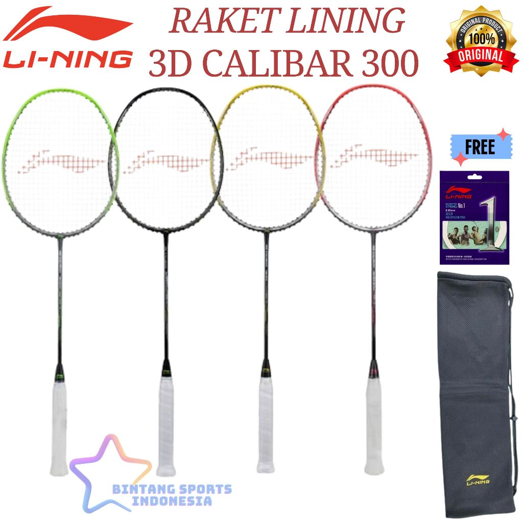 RAKET BADMINTON LINING 3D CALIBAR 300 300 BOOST 300 COMBAT ORIGINAL