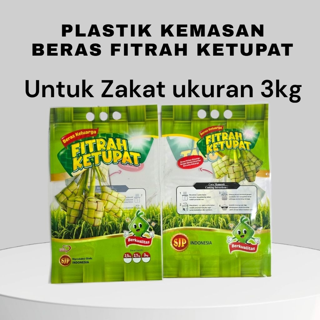 Plastik Kemasan Beras Fitrah Ketupat Ukuran 3 Kg / Plastik Beras Zakat