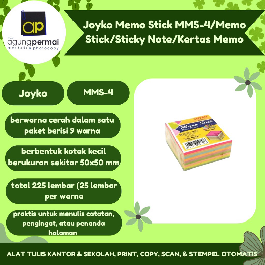 Joyko Memo Stick MMS-4/Memo Stick/Sticky Note/Kertas Memo