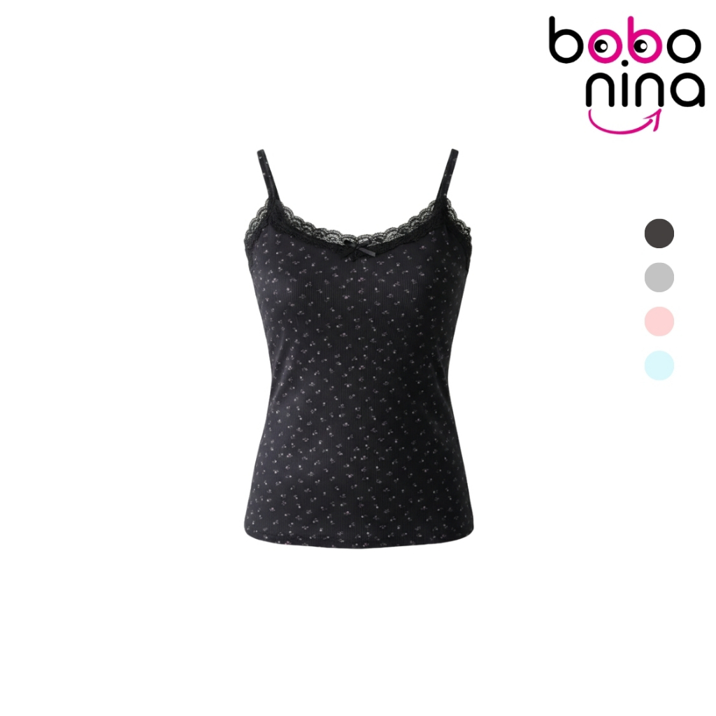 Ninabobo BR252 Tanktop Bra Wanita Motif Bunga Renda Atasan Tali Singlet Floral Lace Pita Lucu