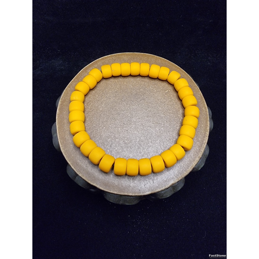 Gelang Beads Sherpa Yellow Bahan Tua Tibet 7x8mm E1180