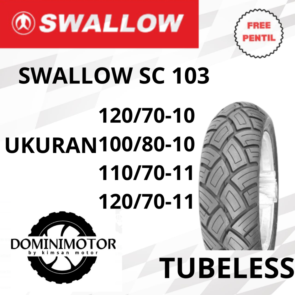 Ban Motor Ring 10 Swallow SC 103 120/70-10 110/70-11 Tubeless Ban Motor Matic Ban Ring 10
