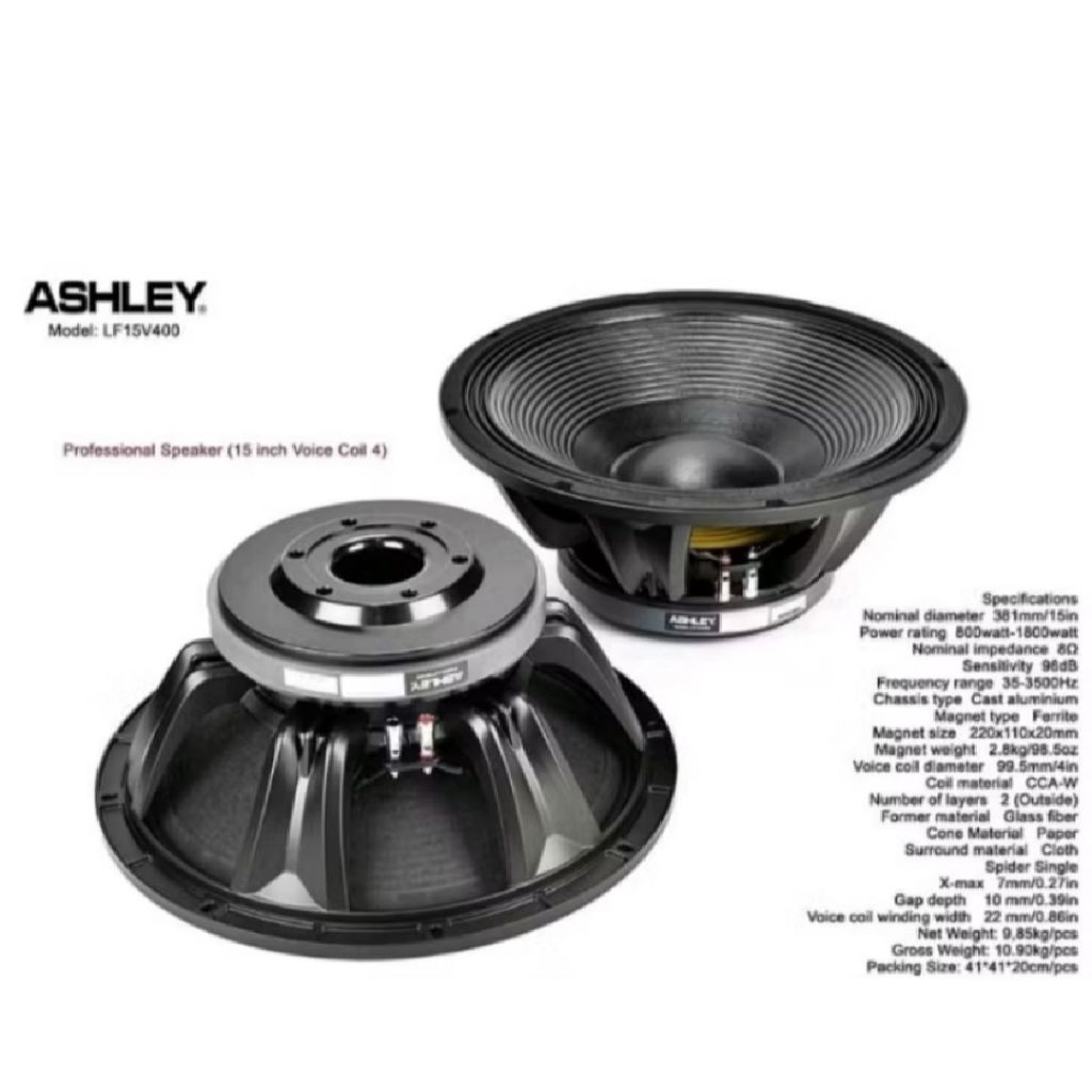 spiker ashley 15v400speaker ashley15v400voice coil 4inch ashley15v400