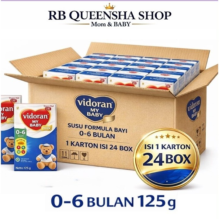 VIDORAN My Baby  0-6 Bulan 125 gram 1 Karton 24 BOX Ternurah EXP. PANJANG SUSU FORMULA BAYI ORIGINAL