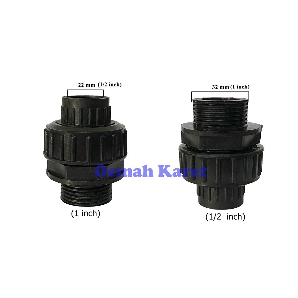 Water Mur Sok Sock Drat Luar 1 Inch X 1/2 Inch Hitam