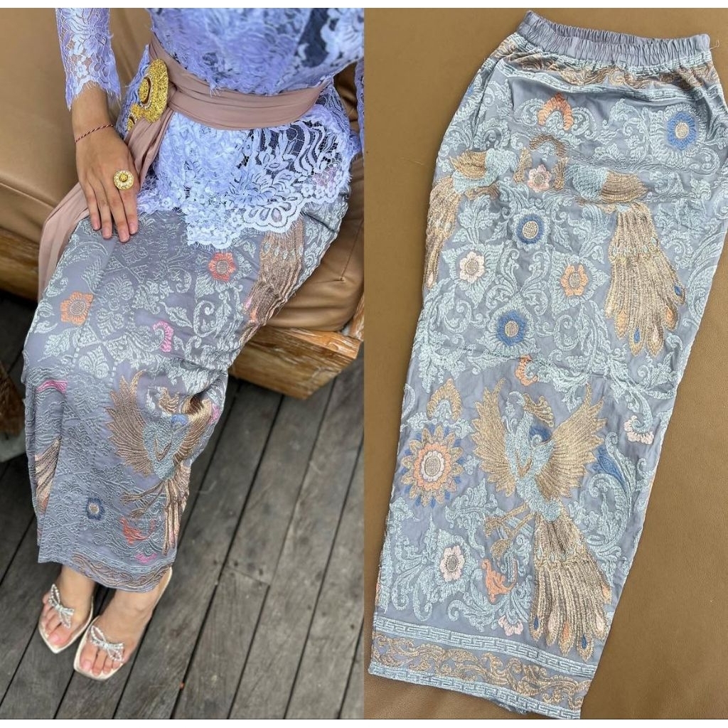 Kamen Jadi katun strait motif Bordir merak setelan kebaya wanita Bali size M L XL XXL jumbo