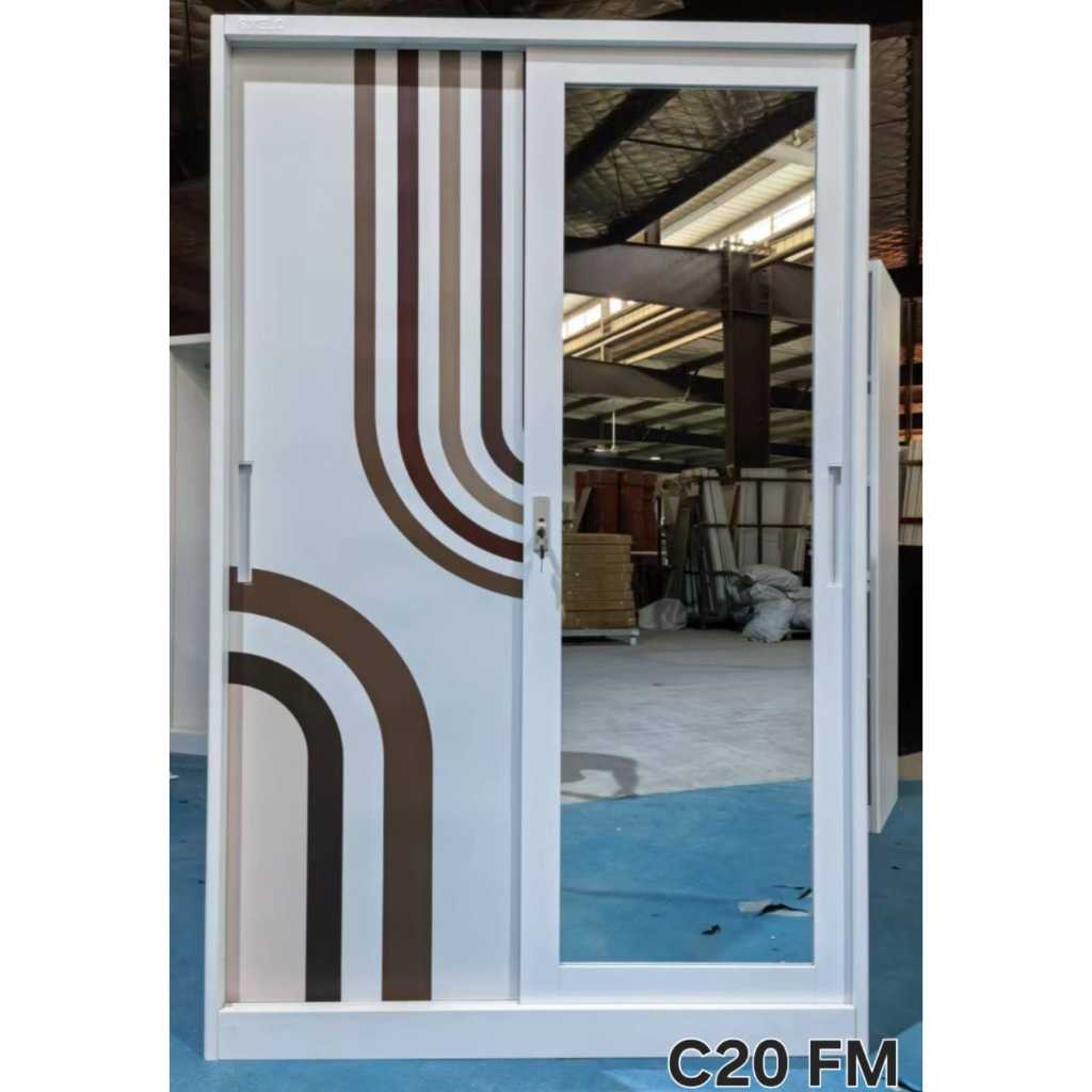 Lemari Pakaian Besi Okelo by Importa 2 Pintu Sliding Lebar 120 cm Motif - Lemari Baju Sliding / Lema