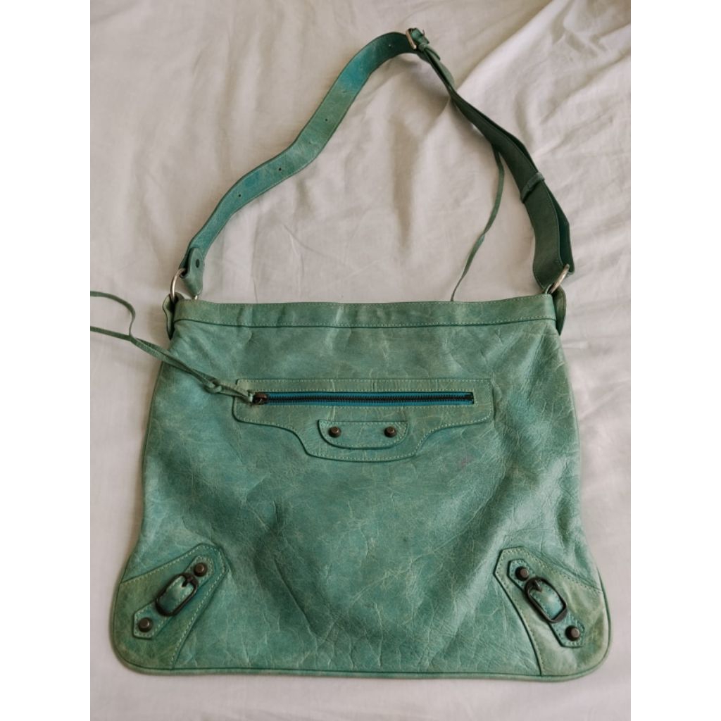 Balenciaga Messenger Green Leather Original