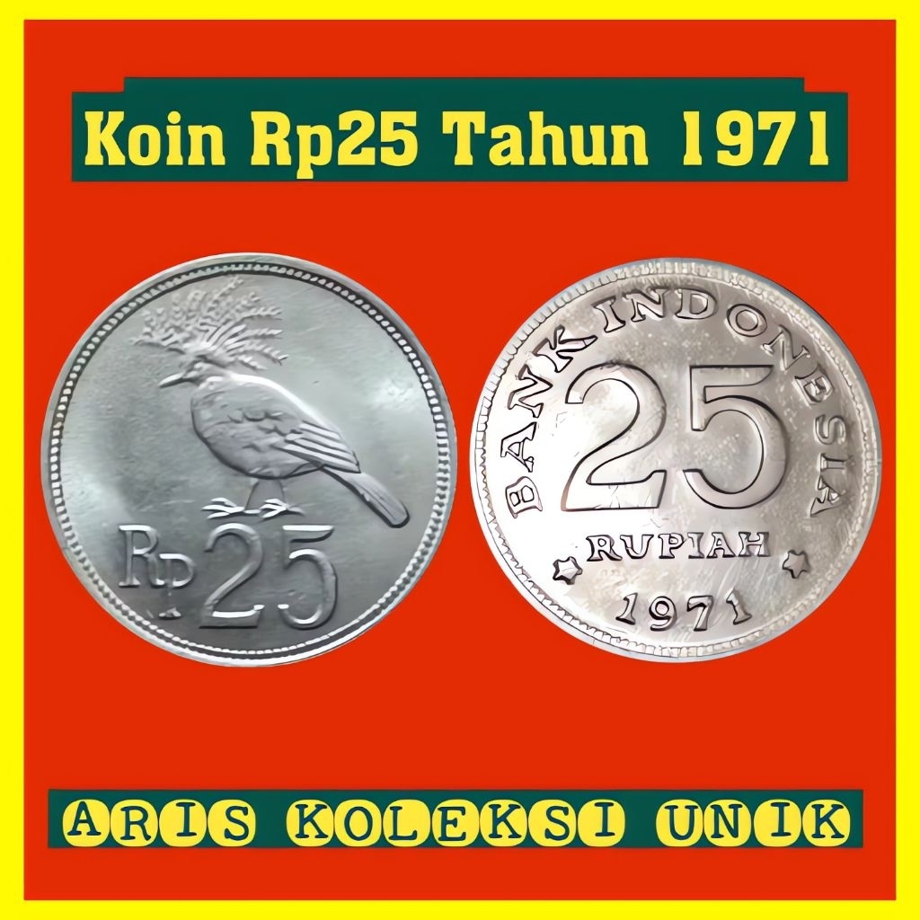 koin Rp25 tahun 1971 mahar 25 rupiah gambar burung