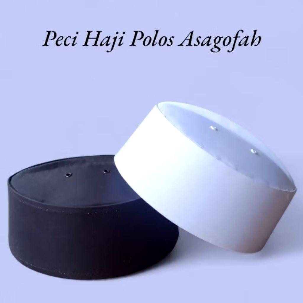 Peci Haji Asagofah Polos Putih Dan Hitam / Kopiah Haji Asaggofah / Peci Haji Putih Hitam