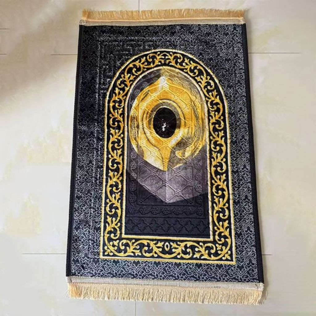 Sajadah turki Afghani tebal dan halus empuk nyaman besar - Warna khusus hitam