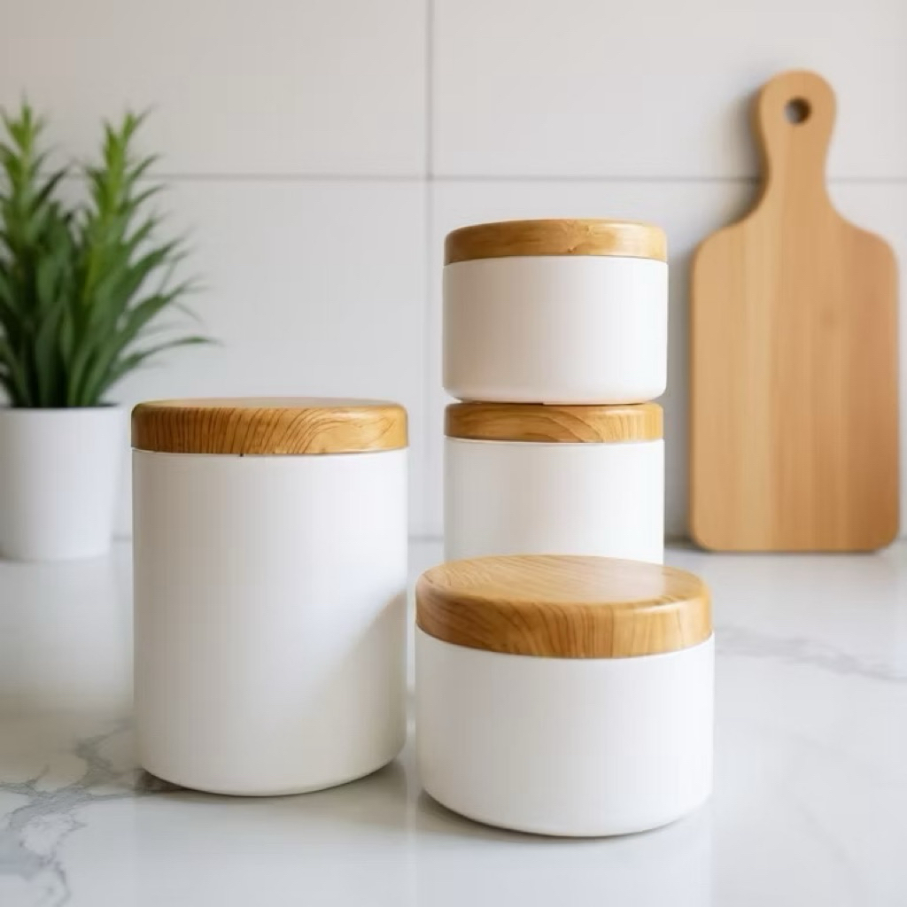 500-1000ml | WHITE JAR toples PUTIH polos tanpa stiker toples plastik toples bumbu dapur