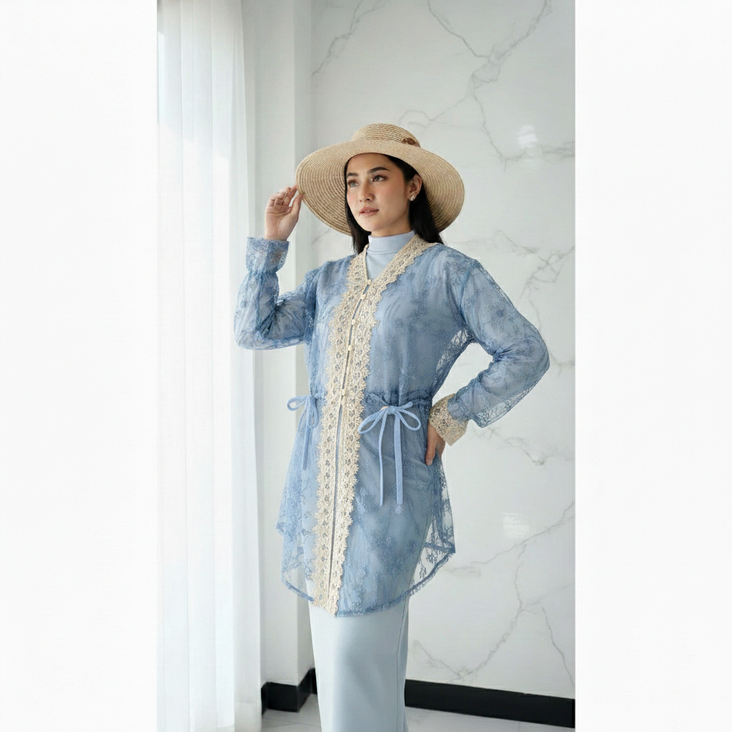 Azura Kebaya Brukat Modern Atasan Tunik Wanita mewah & elegan Outer brukat Kondangan Wisuda