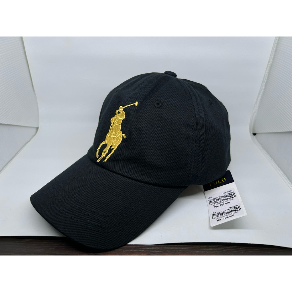 Cap Topi POLO Hitam Big Pony Gold Original