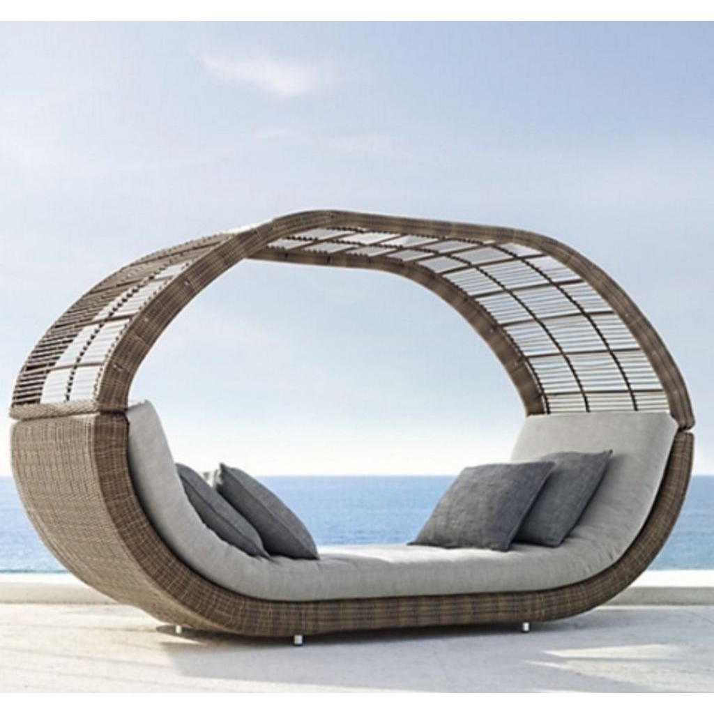Daybed rotan sintetis terbaru gazebo outdoor busa tebal
