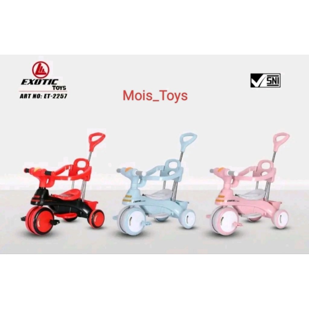 Tricycle Exotic ET-2257 Ada musik dan Lampu. Dorongan anak bayi sepeda anak roda tiga 3 kereta doron