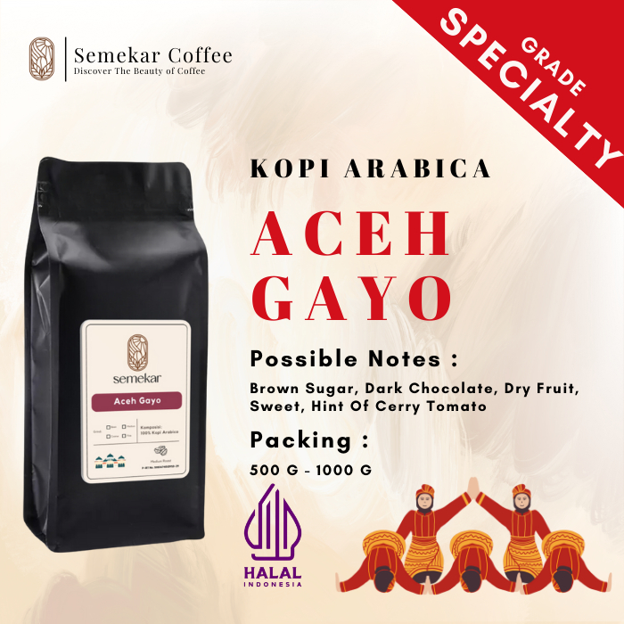 Semekar Coffee - Kopi Aceh Gayo Arabica Specialty Roasted Beans - 500G  & 1KG