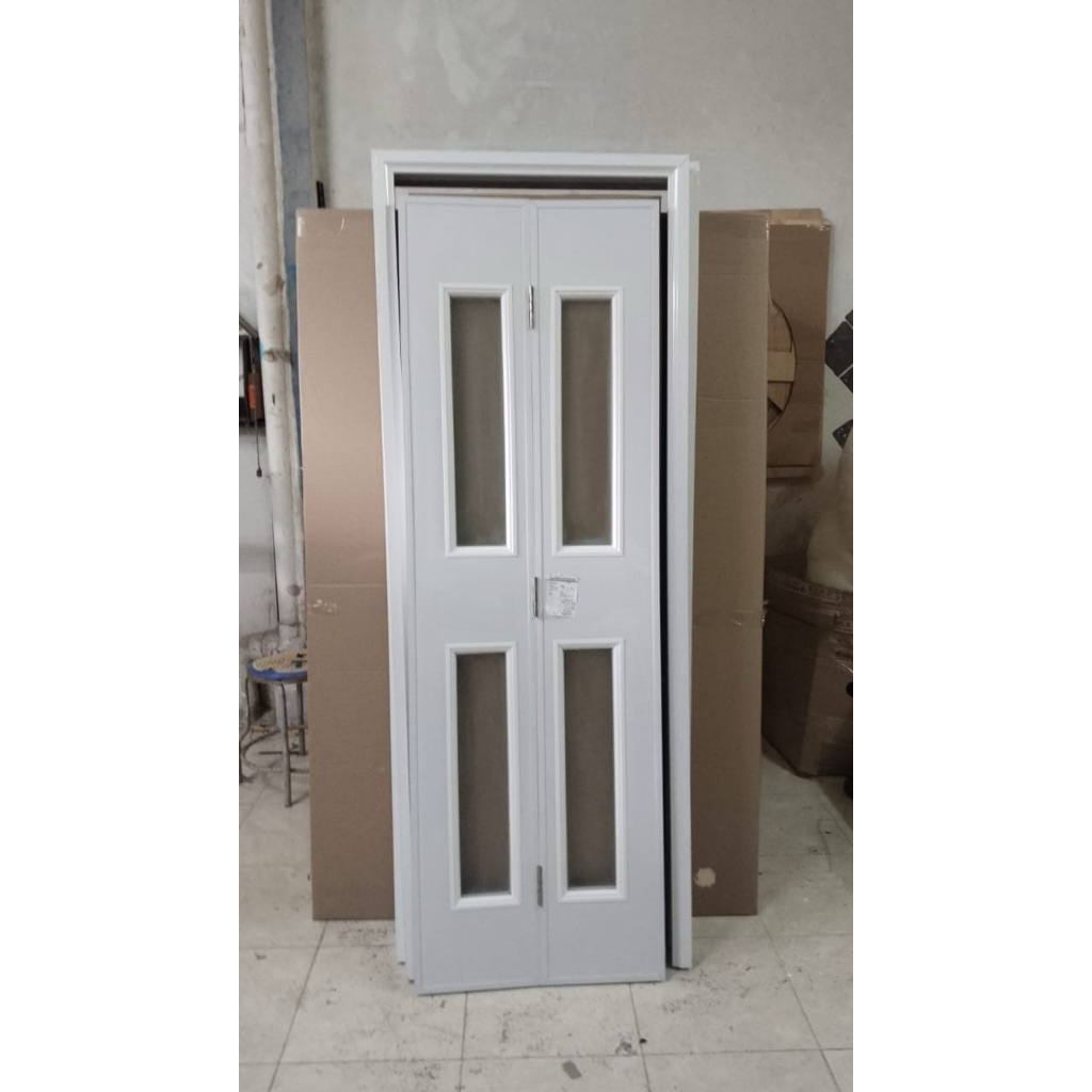 Pintu Lipat Pvc Motif Kaca Ukuran Kusen maximal 80x215( Anti Air , Anti Rayap & Bahan Tebal )