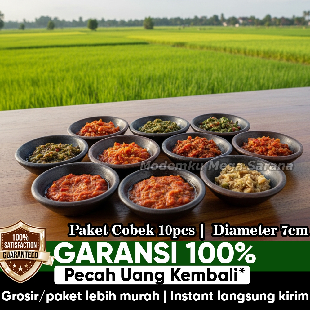 Isi 10 pcs - Diameter 7 cm - Paket Usaha Tempat Lalapan Tanah Liat Gerabah Piring Cobek Tanah Liat T