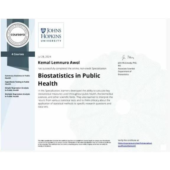 Coursera – Biostatistics in Public Health Specialization - Partisi