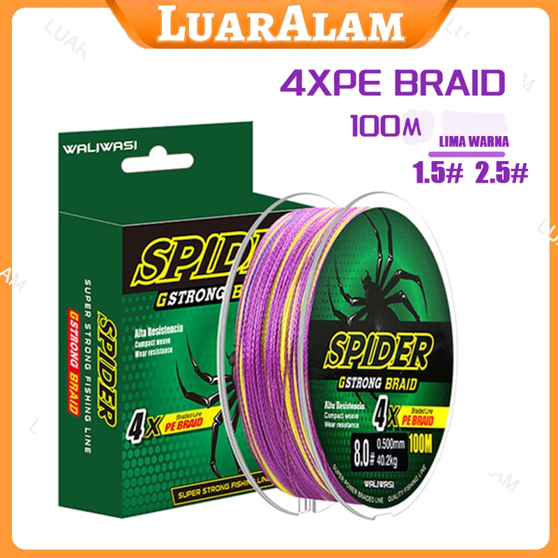 Senar Pancing PE Braided 1.5# - 100 Meter, Multifilament Kuat, Tahan Abrasi, untuk Teknik Casting, J