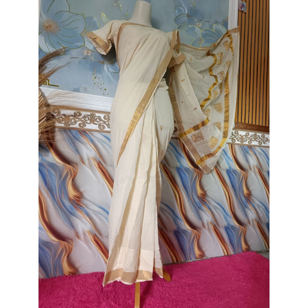 BAJU INDIA/ SAREE INSTAN PUTIH BW/ BAHAN KATUN ADEM