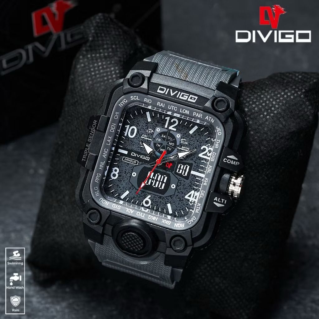 Jam Tangan Pria Divigo Analog Sport Rubber  D - 48
