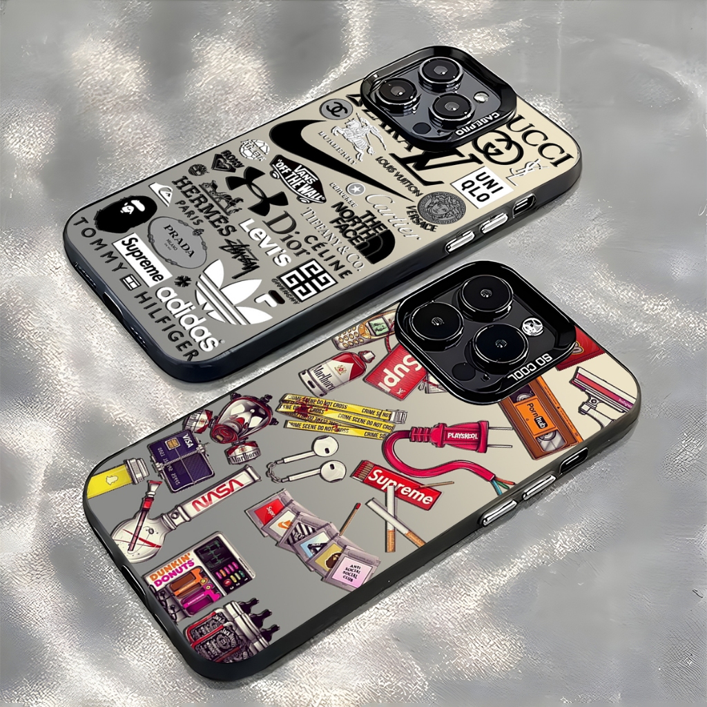 Estetik Lebel Case iPhone Seri Kompatibel Untuk Case HP iPhone 11 12 13 pro promax Casing Untuk Case