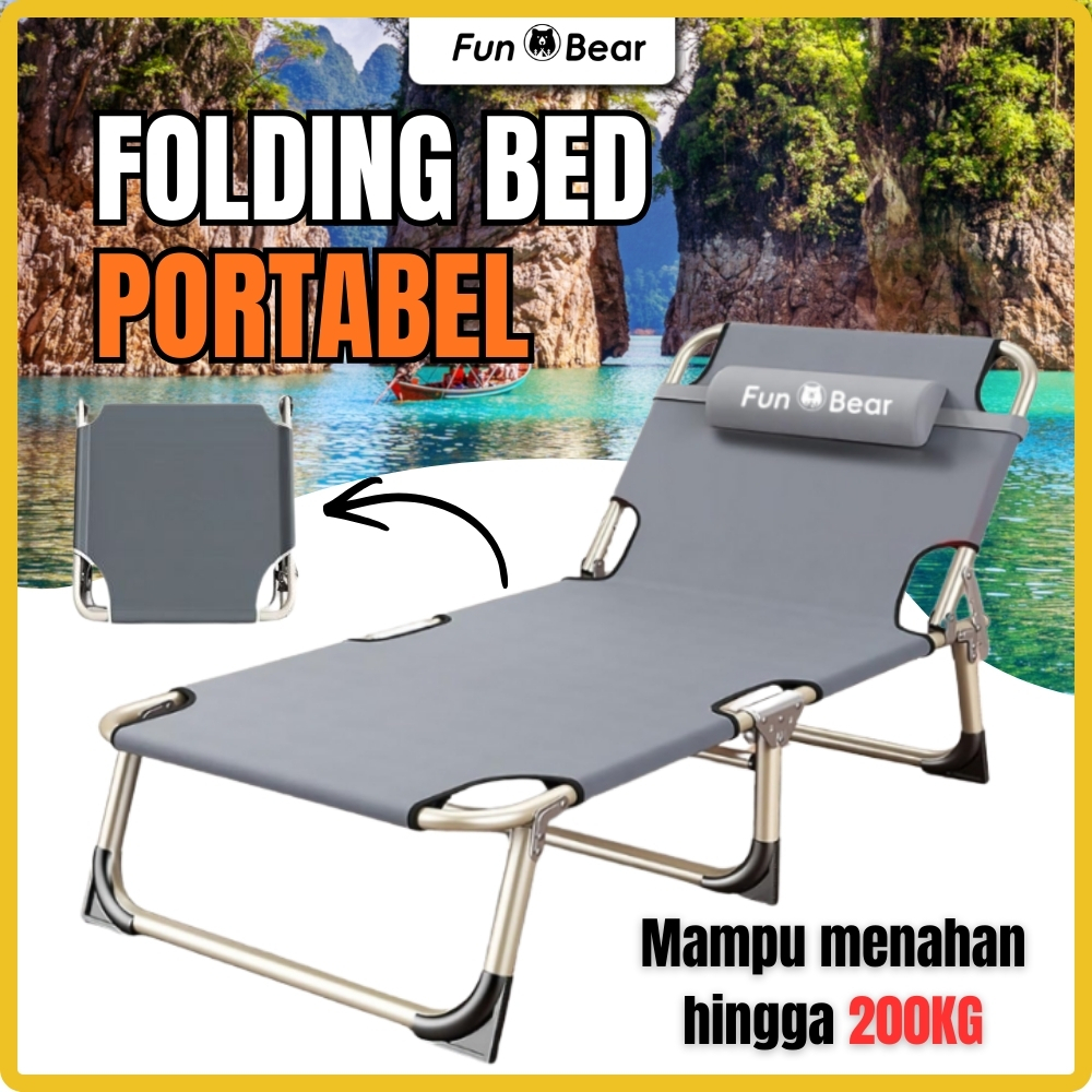 Fun Bear Folding Bed 200KG Jumbo | Kasur Lipat Single Portabel Ranjang Lipat Besi Tebal