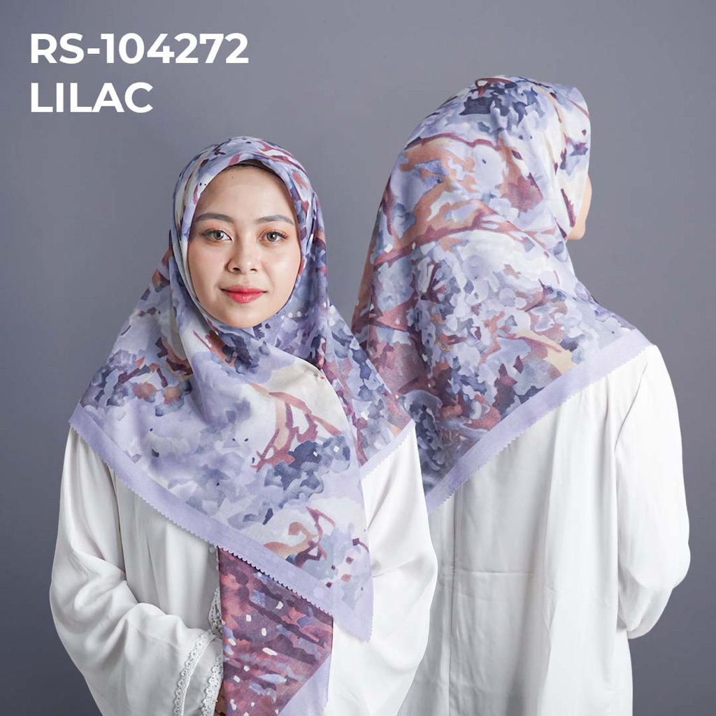 RS-104272 LILAC Hijab Jilbab Dennay Scarves Voal Motif Segi Empat Basic Laser Cut