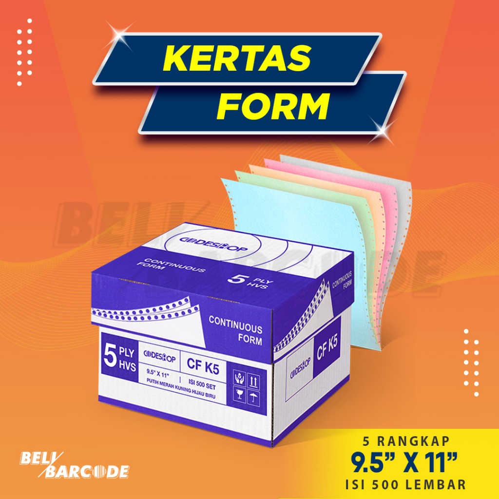 Codeshop Kertas Continuous Form 5 Ply 9.5 x 11 inch NCR Faktur Penjualan Slip Gaji Laporan Keuangan