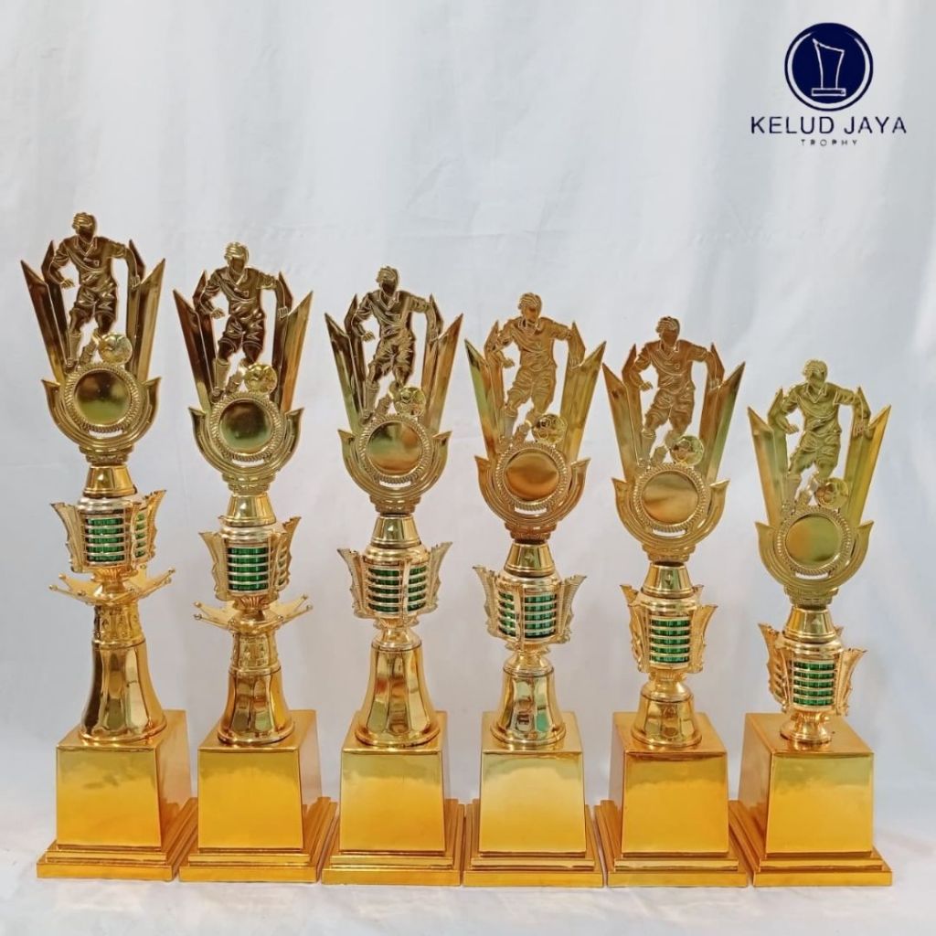 Piala Sepakbola 1 Set isi 6 Tatakan Emas | Piala Emas Murah Kombinasi Pagoda | Piala bola terbaru