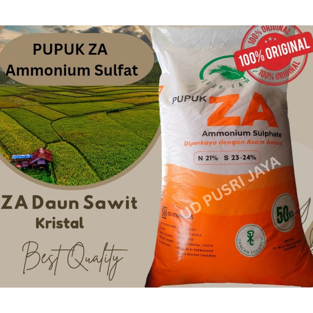 Pupuk ZA Daun Sawit Kristal Kemasan 50 kg